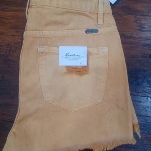 KanCan brand new women's shorts ripped mustard large denim jean shorts